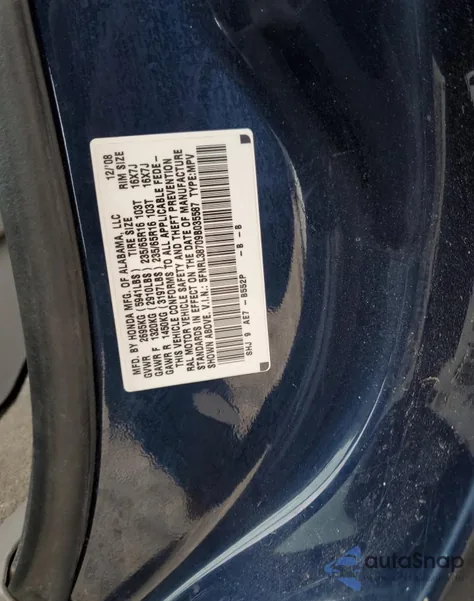 2009 Honda Odyssey Ex-L from USA, damaged, VIN 5FNRL38709B035587
